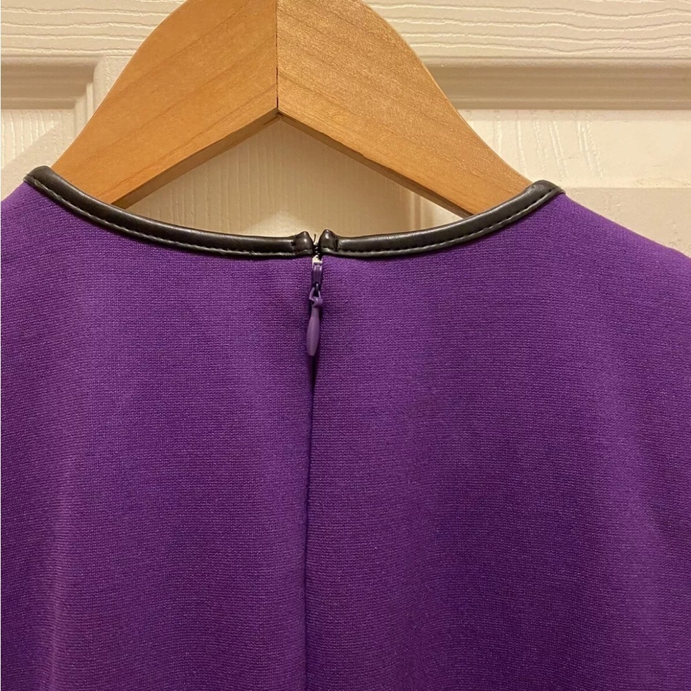 Lauren Ralph Elegant Brill Purple Sleeveless Dress w/ Faux Leather Trim Sz NWT!! - Picture 13 of 15